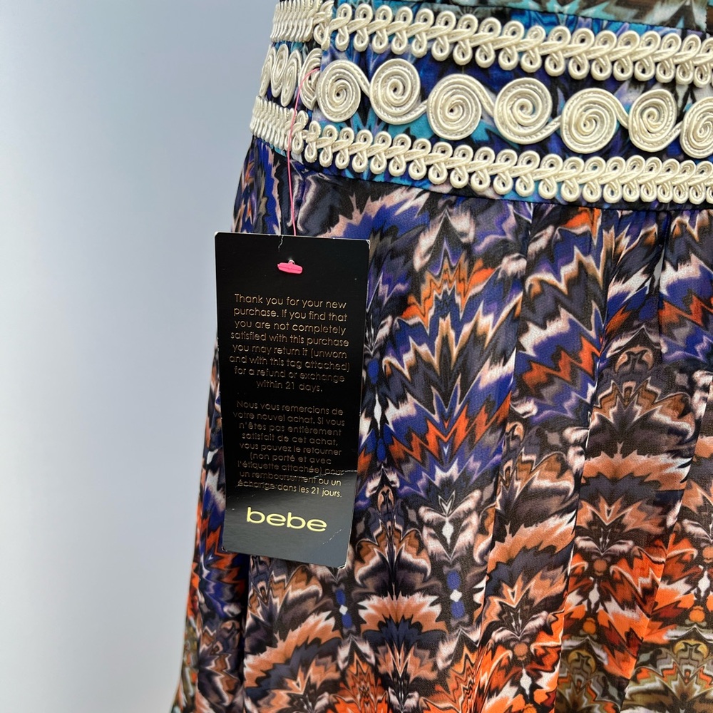 BEBE Embellished Boho Print Fit & Flare Mini Dress Short Sleeve Sz 6 NWT - Picture 16 of 16